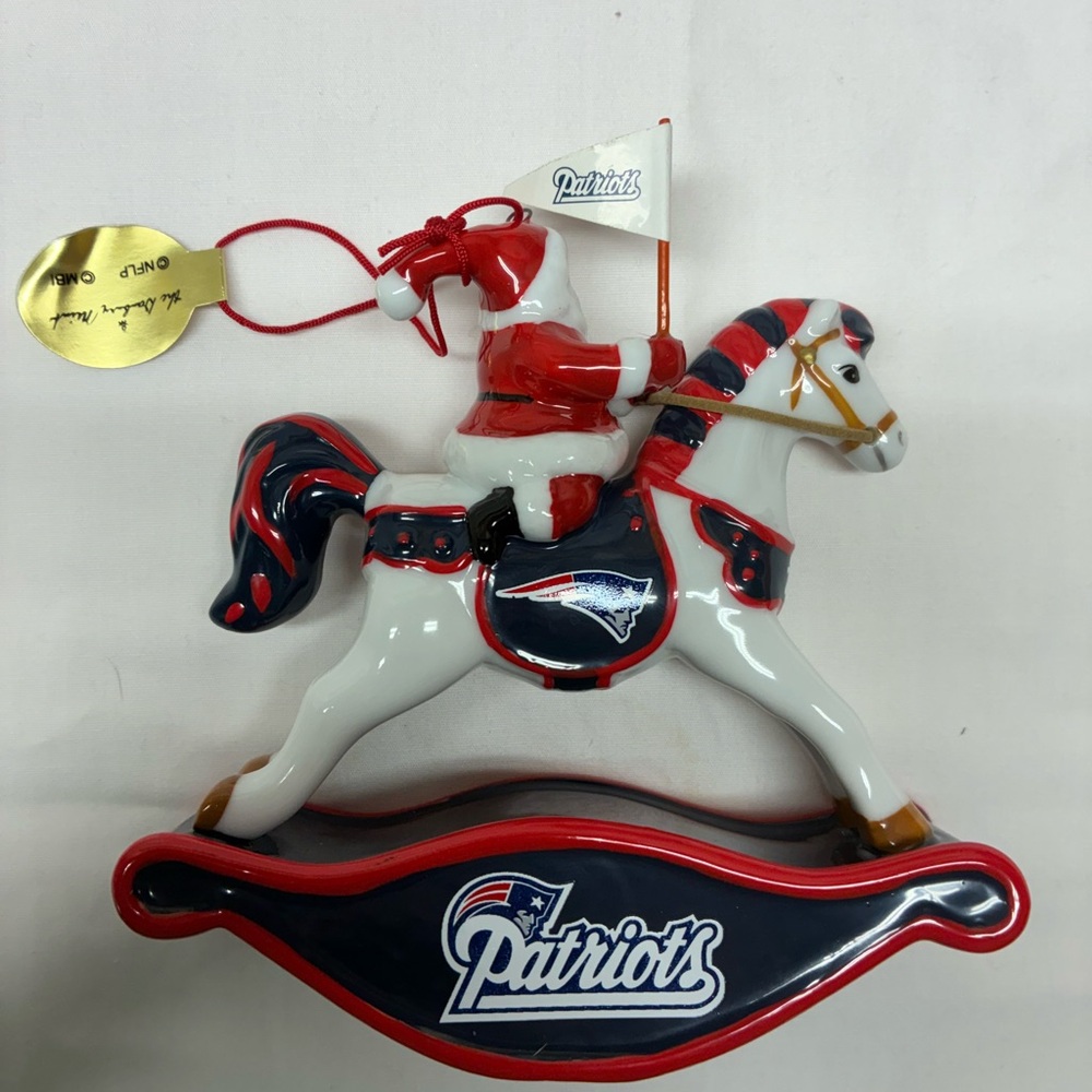 New England Patriots Santa Rocking Horse Ornament Vtg. New! - Picture 3 of 5